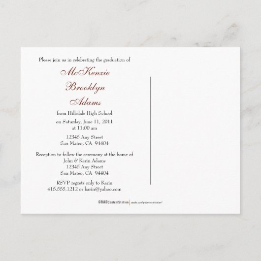 Blocs modernes Faire-part de graduation (rouille) (Dos)