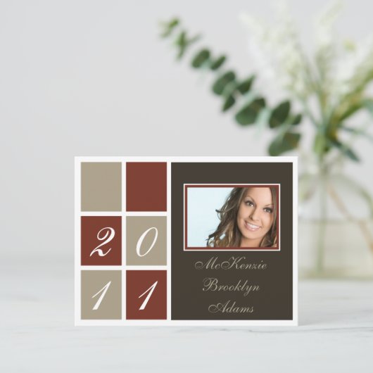 Blocs modernes Faire-part de graduation (rouille) (Debout devant)