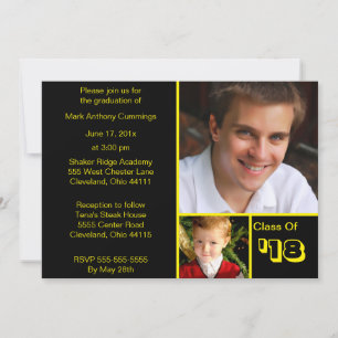 Blocs photos Invitation de graduation (Noir)