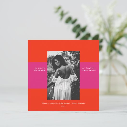 Blocs simples faire-part de graduation photo de mo (Debout devant)