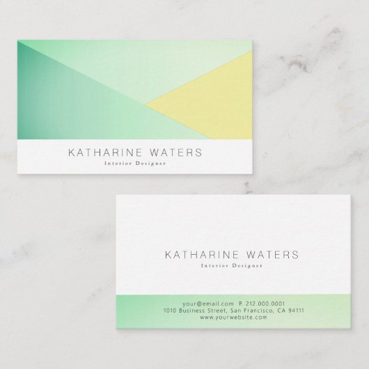 Blocs vert et jaune Carte de visite moderne (Devant / Derrière)