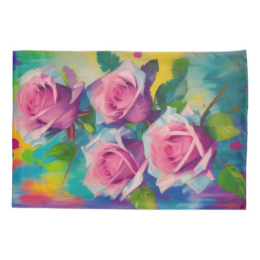 Blode roze roze roze roze in bloem gedicht Bohemia Kussensloop (Achterkant-Links)