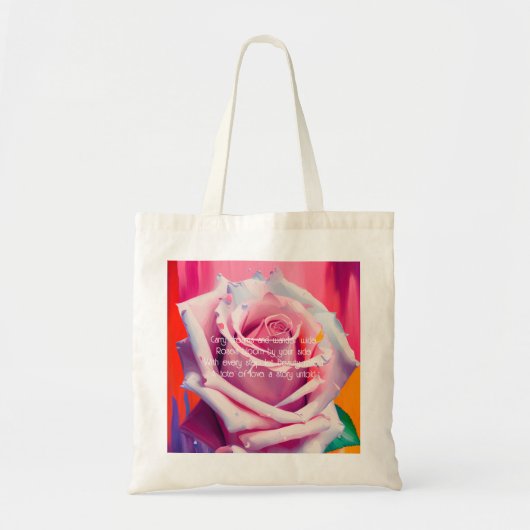 Blode roze roze roze roze in bloem gedicht Bohemia Tote Bag (Voorkant)