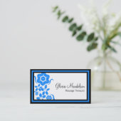Bloed Blue Floral Massage Therapy Visitekaartje (Staand voorkant)