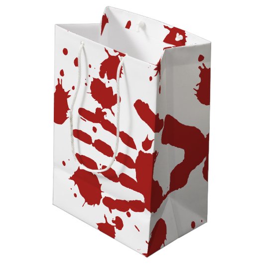 Bloed doorweekt handdruk Halloween Trick or treat Medium Cadeauzakje (Achterkant Gekanteld)