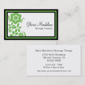 Bloed Green Floral Massage Therapy Visitekaartje (Voorkant / Achterkant)