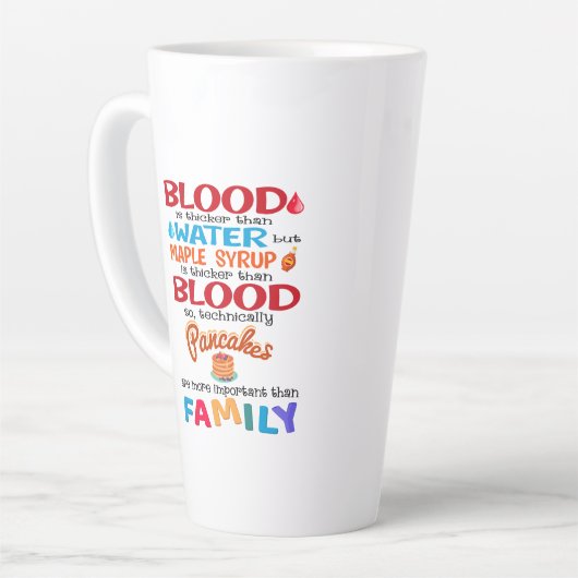 Bloed is dikker dan water maar mazelen latte mok (Linkerhoek)