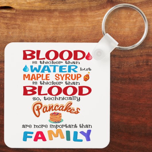 Bloed is dikker dan water maar mazelen sleutelhanger (Achterkant)