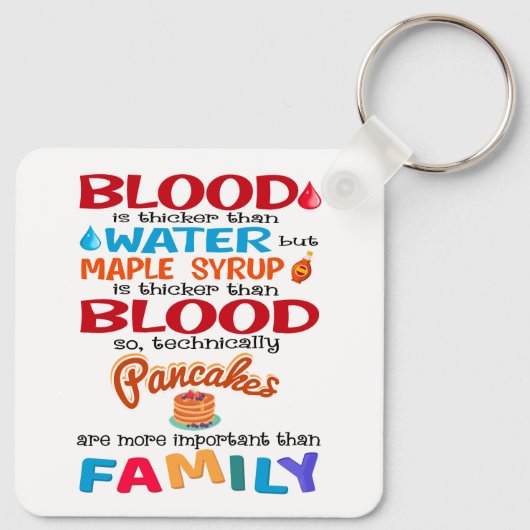 Bloed is dikker dan water maar mazelen sleutelhanger (Achterkant)