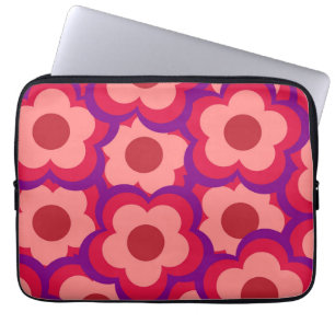 Bloed kleurenpatroon Hippie Flower Laptop Sleeve