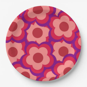 Bloed kleurenpatroon Hippie Flower Papieren Bordje