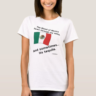 Bloed Mexico stroomt door aderen soms tequila T-shirt
