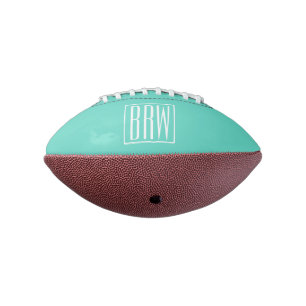 Bloed modern 3 Initialen monogram   White on Aqua American Football