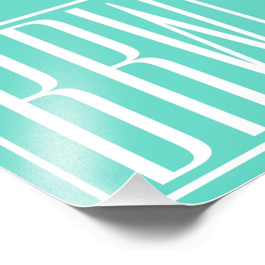 Bloed modern 3 Initialen monogram | White on Aqua Foto Afdruk (Hoek)