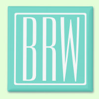 Bloed modern 3 Initialen monogram | White on Aqua