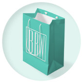 Bloed modern 3 Initialen monogram | White on Aqua Medium Cadeauzakje