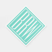 Bloed modern 3 Initialen monogram | White on Aqua Servetten (Hoek)