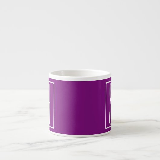 Bloed modern 3 Initialen monogram | Wit en Paars Espresso Kop (Voorkant)
