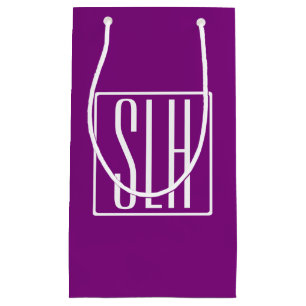 Bloed modern 3 Initialen monogram   Wit en Paars Klein Cadeauzakje