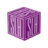 Bloed modern 3 Initialen monogram | Wit en Paars Kubus (Achter hoekig)