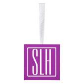 Bloed modern 3 Initialen monogram | Wit en Paars Kubus Ornament (Rechts)