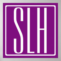 Bloed modern 3 Initialen monogram | Wit en Paars