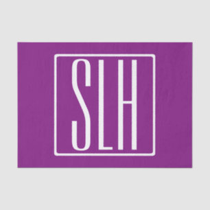Bloed modern 3 Initialen monogram   Wit en Paars Tissuepapier