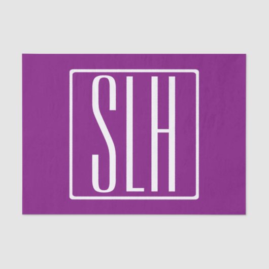 Bloed modern 3 Initialen monogram | Wit en Paars Tissuepapier (Voorkant)