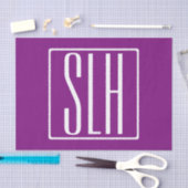 Bloed modern 3 Initialen monogram | Wit en Paars Tissuepapier (Craft)