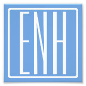 Bloed modern 3 Initialen monogram | Zacht blauw Foto Afdruk (Voorkant)