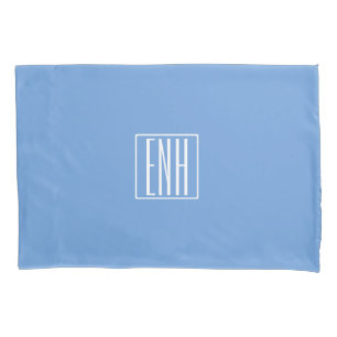 Bloed modern 3 Initialen monogram Zacht blauw Kussensloop