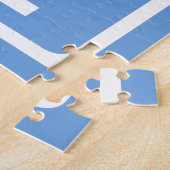 Bloed modern 3 Initialen monogram | Zacht blauw Legpuzzel (Zijkant)