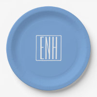 Bloed modern 3 Initialen monogram | Zacht blauw