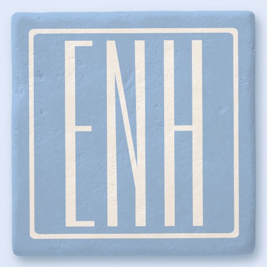 Bloed modern 3 Initialen monogram | Zacht blauw Stenen Onderzetter