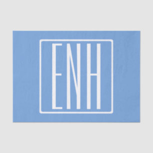 Bloed modern 3 Initialen monogram Zacht blauw Tissuepapier