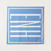 Bloed modern 3 Initialen monogram | Zacht blauw Wandkleed (Voorkant (horizontaal))