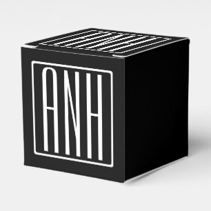 Bloed modern 3 Initialen monogram Zwart wit Bedankdoosjes
