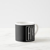 Bloed modern 3 Initialen monogram | Zwart wit Espresso Kop (Voorkant rechts)