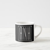 Bloed modern 3 Initialen monogram | Zwart wit Espresso Kop (Rechts)