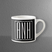 Bloed modern 3 Initialen monogram | Zwart wit Espresso Kop