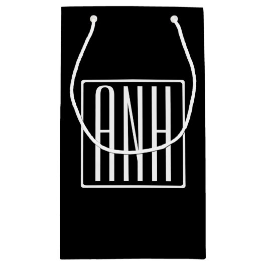 Bloed modern 3 Initialen monogram | Zwart wit Klein Cadeauzakje (Achterkant)