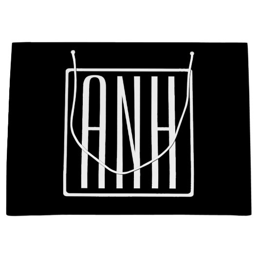 Bloed modern 3 Initialen monogram | Zwart wit Large Cadeauzakje (Voorkant)