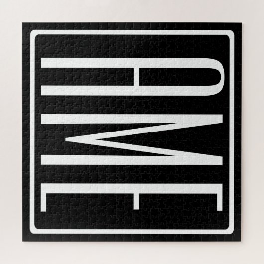 Bloed modern 3 Initialen monogram | Zwart wit Legpuzzel (Horizontaal)