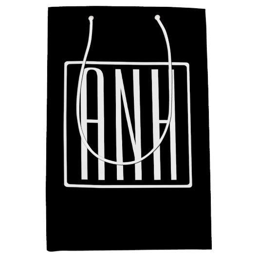 Bloed modern 3 Initialen monogram | Zwart wit Medium Cadeauzakje (Voorkant)