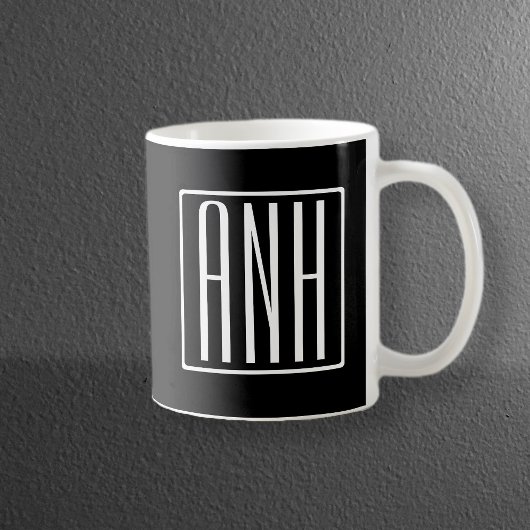 Bloed modern 3 Initialen monogram | Zwart wit Mok