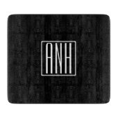 Bloed modern 3 Initialen monogram | Zwart wit Snijplank (Voorkant)