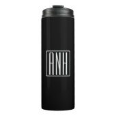 Bloed modern 3 Initialen monogram | Zwart wit Thermosbeker (Voorkant)