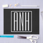 Bloed modern 3 Initialen monogram | Zwart wit Tissuepapier (Craft)