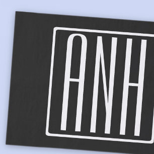 Bloed modern 3 Initialen monogram Zwart wit Tissuepapier