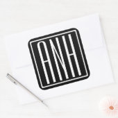 Bloed modern 3 Initialen monogram | Zwart wit Vierkante Sticker (Envelop)